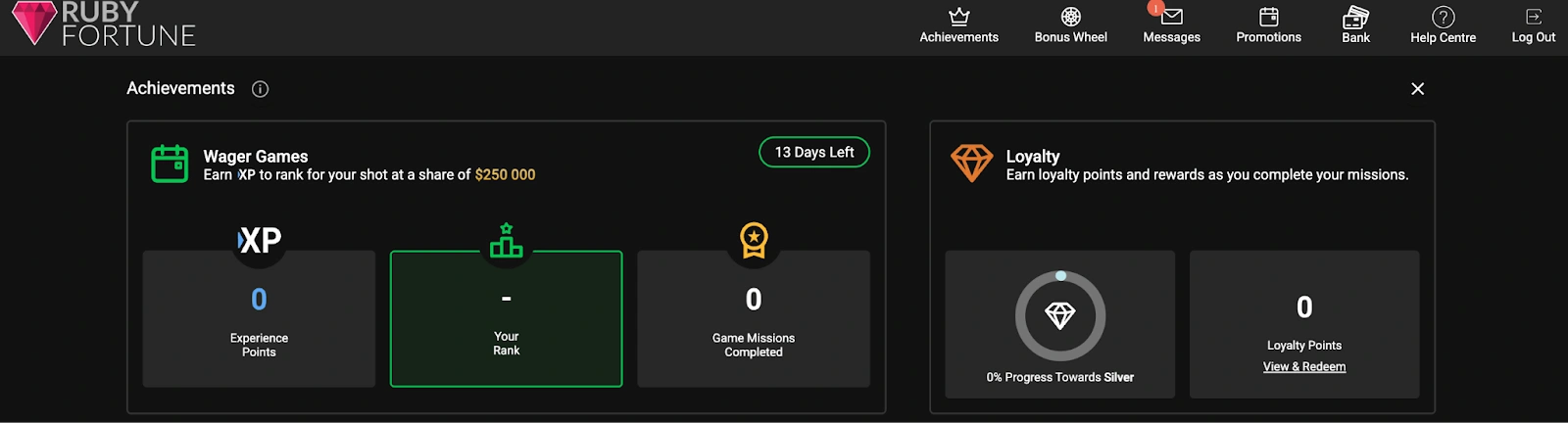 ruby fortune achiviements