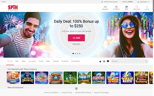 spin casino bonuses