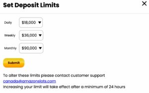 amazon slots casino deposit limits