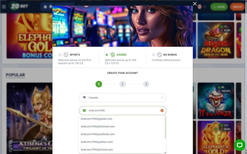 20bet casino login