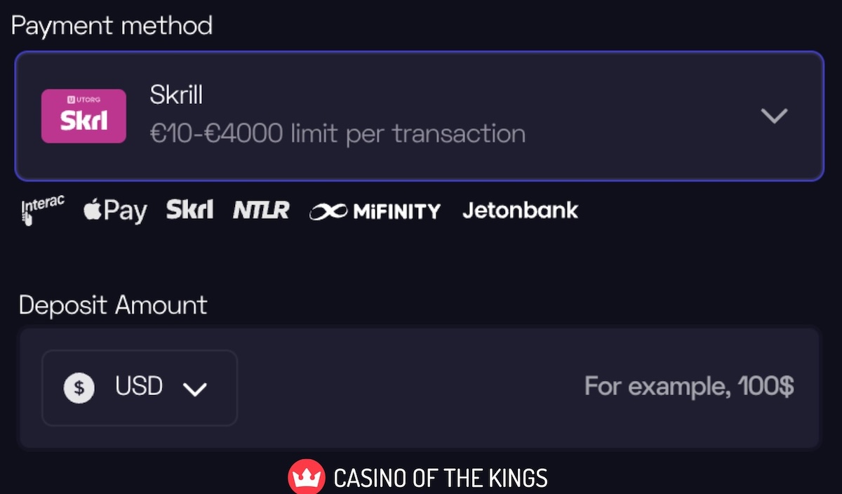 immerion casino skrill deposit