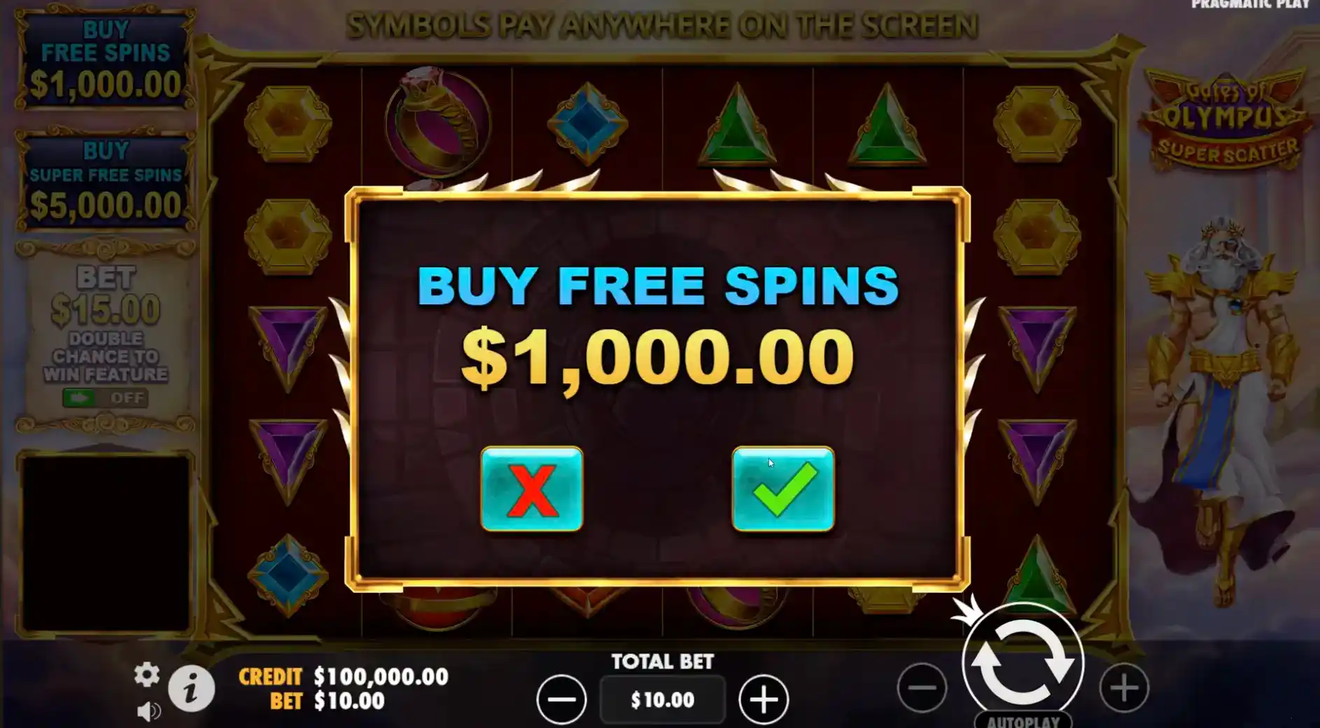 gates of olympus super scatter free spins