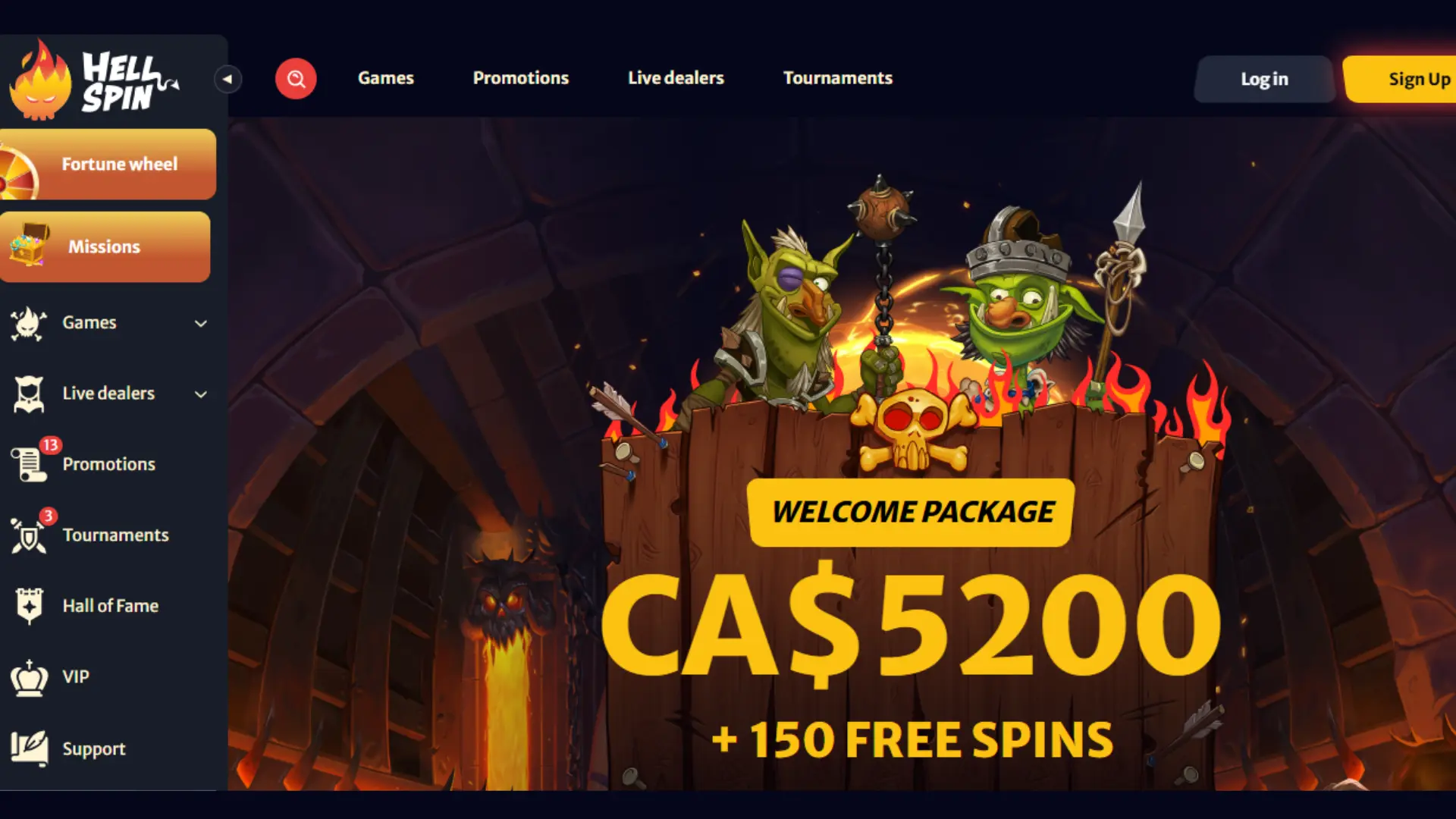 hellspin casino main page