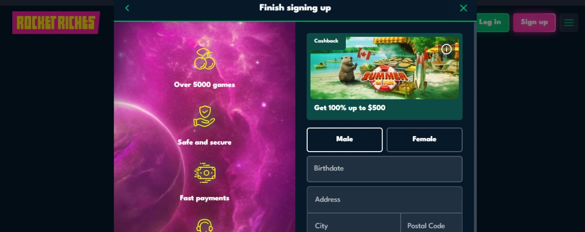 rocket riches registration step2
