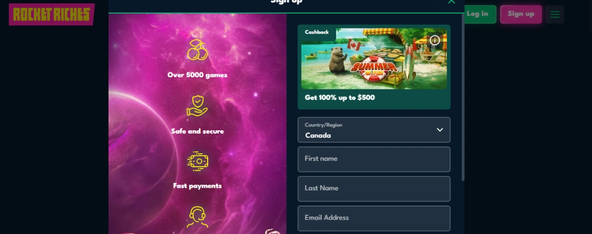 rocket riches registration