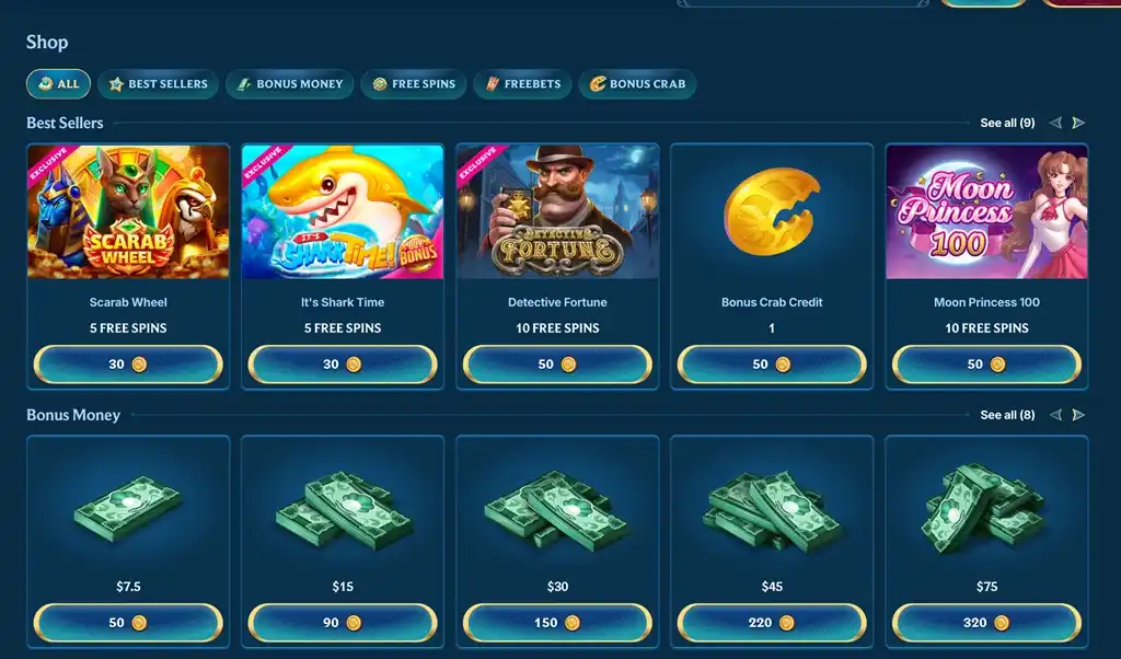 aquawin casino shop