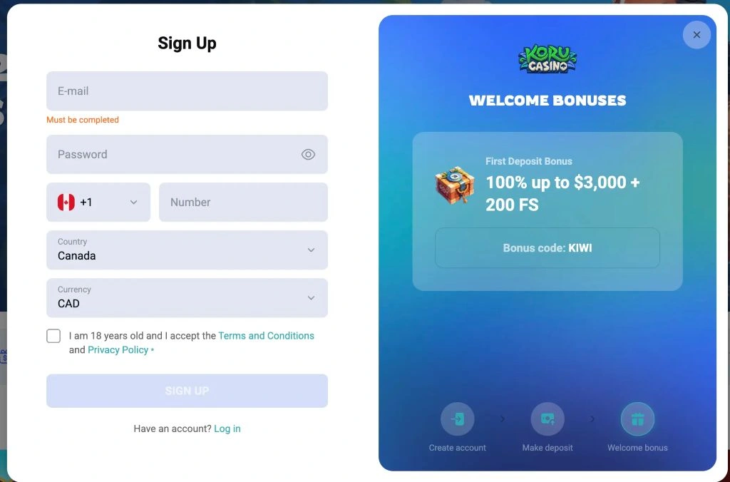 koru casino registration