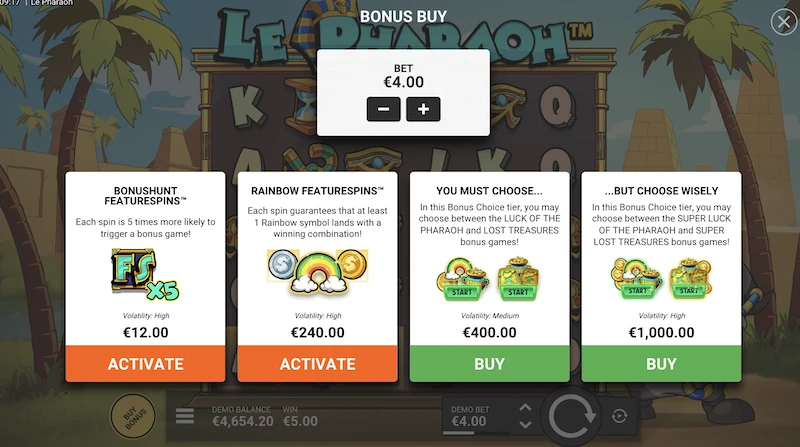 le pharaon bonus buy